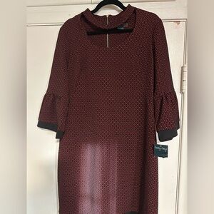 Gabby Skye Red and Black Patterned Dress